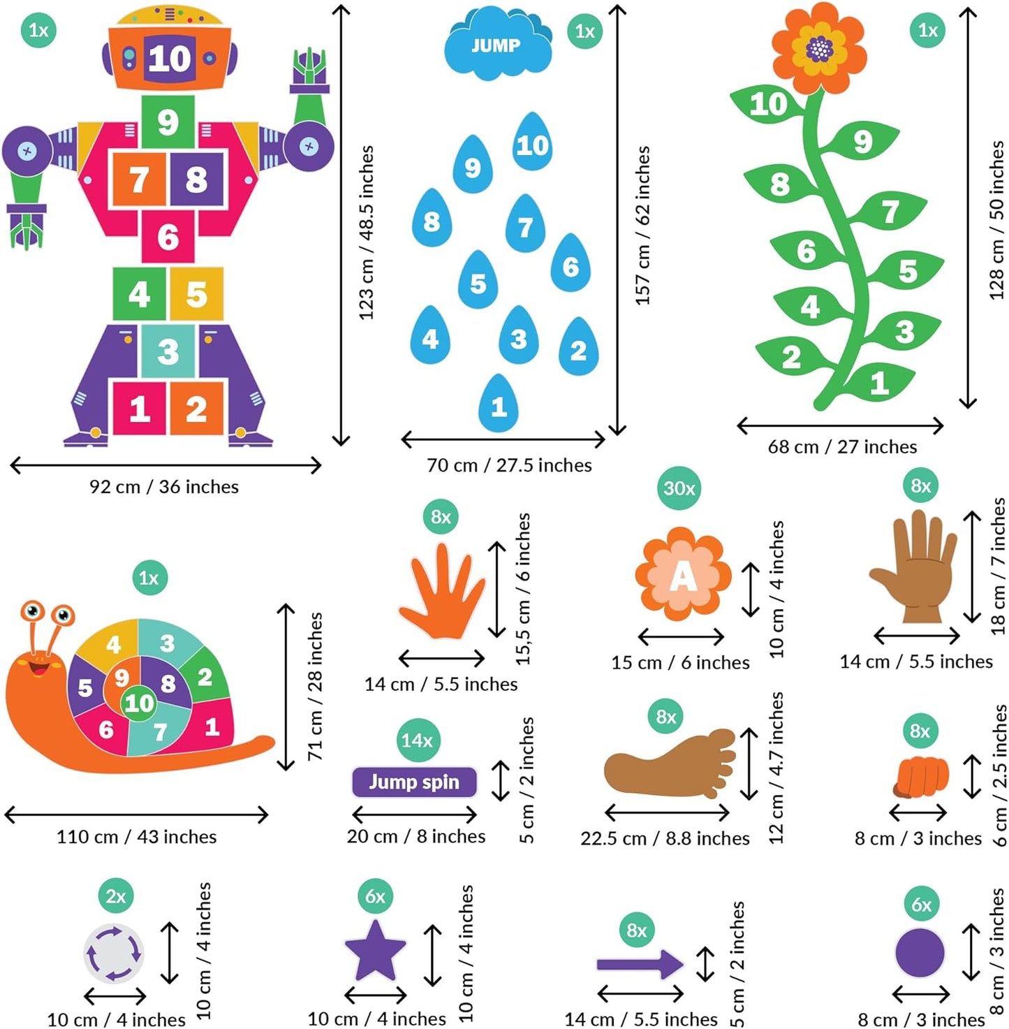 Sensory Adventure Path Decals - Hopscotch and Learning Theme