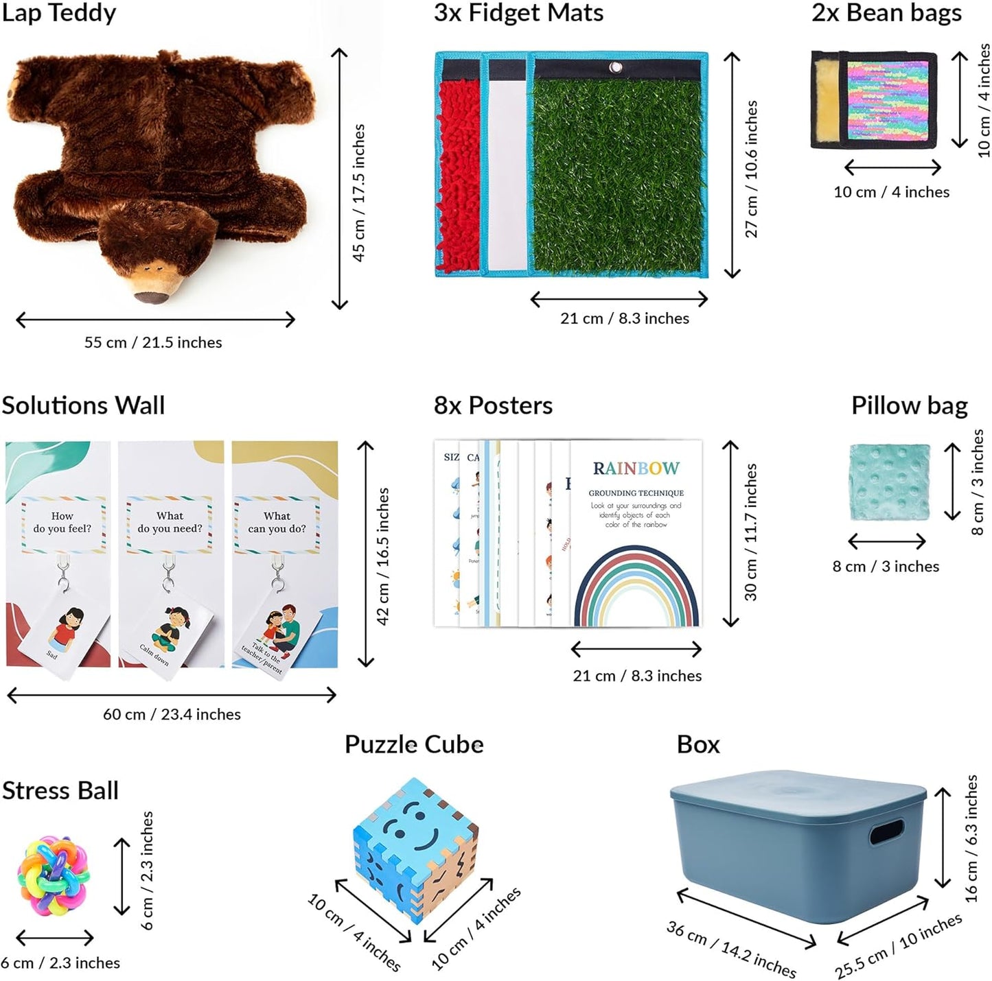 Calm Down Corner Boho Theme - Full Set, Including Weighted Lap Teddy