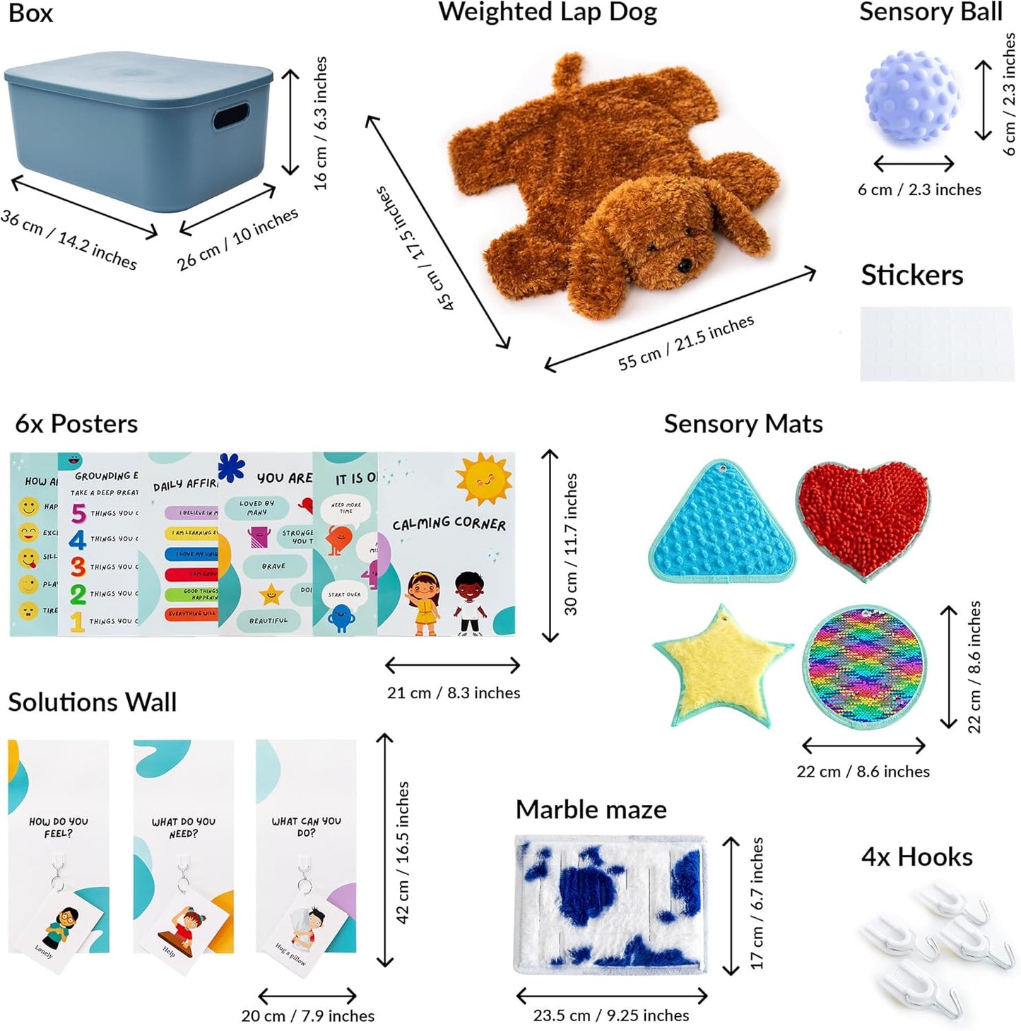 Calm Down Corner Boho & Dog Theme - Full Set, Including Weighted Lap Dog