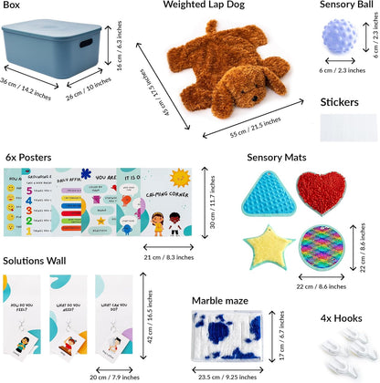 Calm Down Corner Boho & Dog Theme - Full Set, Including Weighted Lap Dog