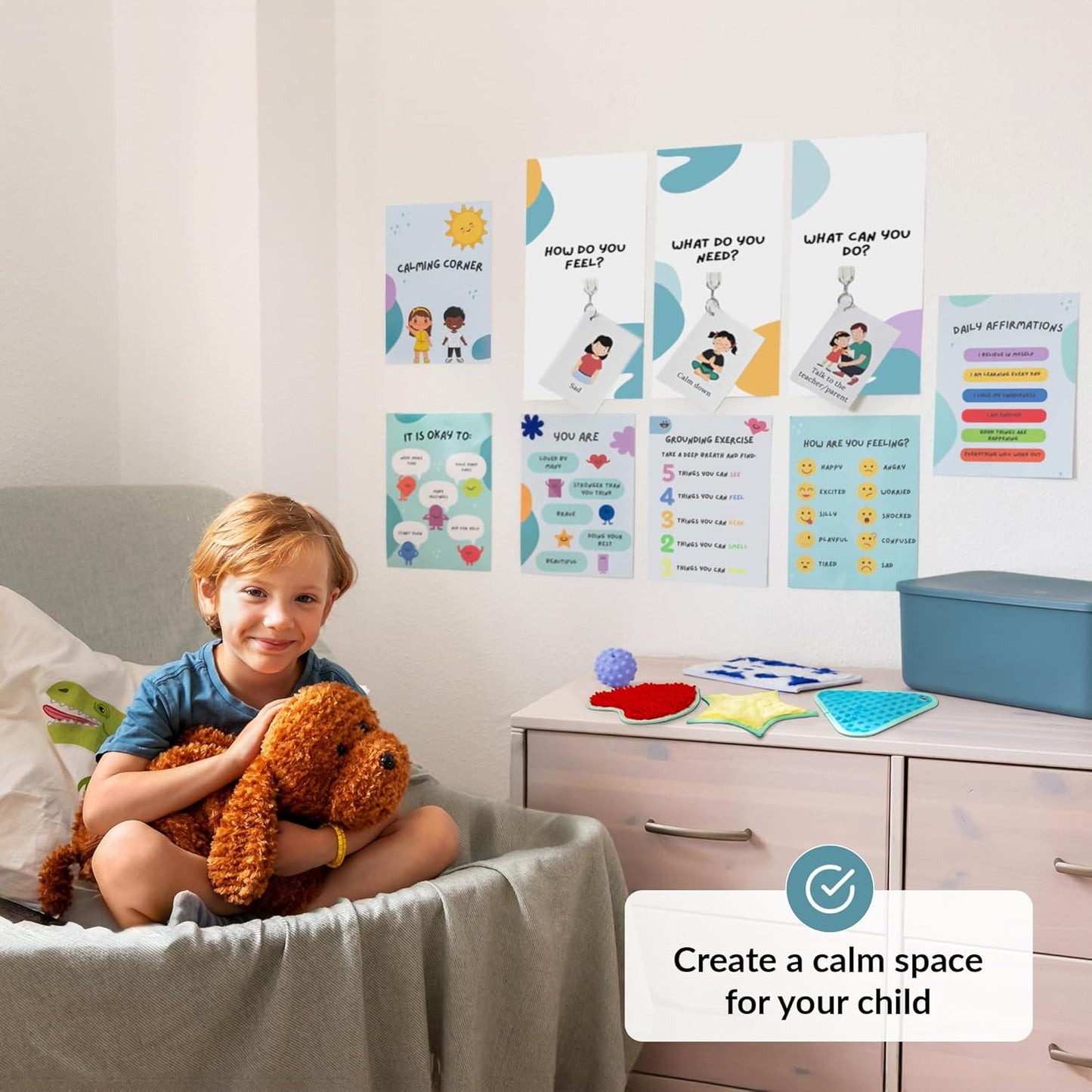 Calm Down Corner Boho & Dog Theme - Full Set, Including Weighted Lap Dog