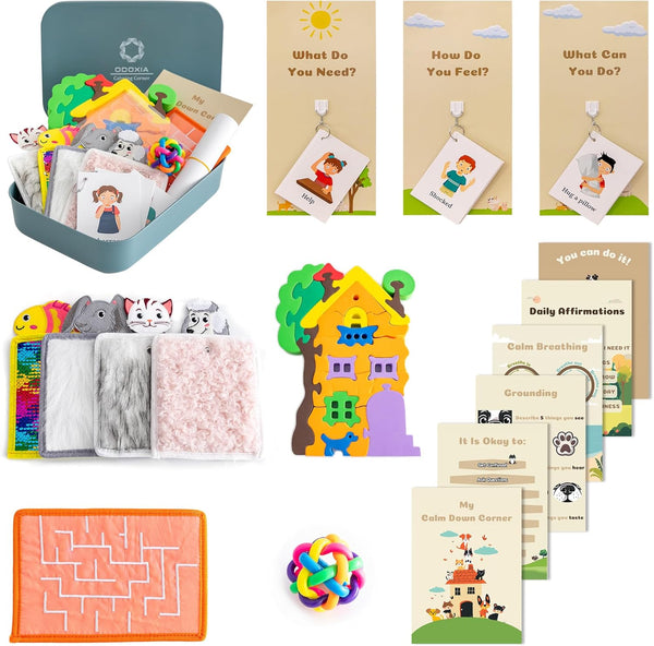 Calm Down Corner Pets Theme - With Sensory Toys, Posters & Learnings Materials