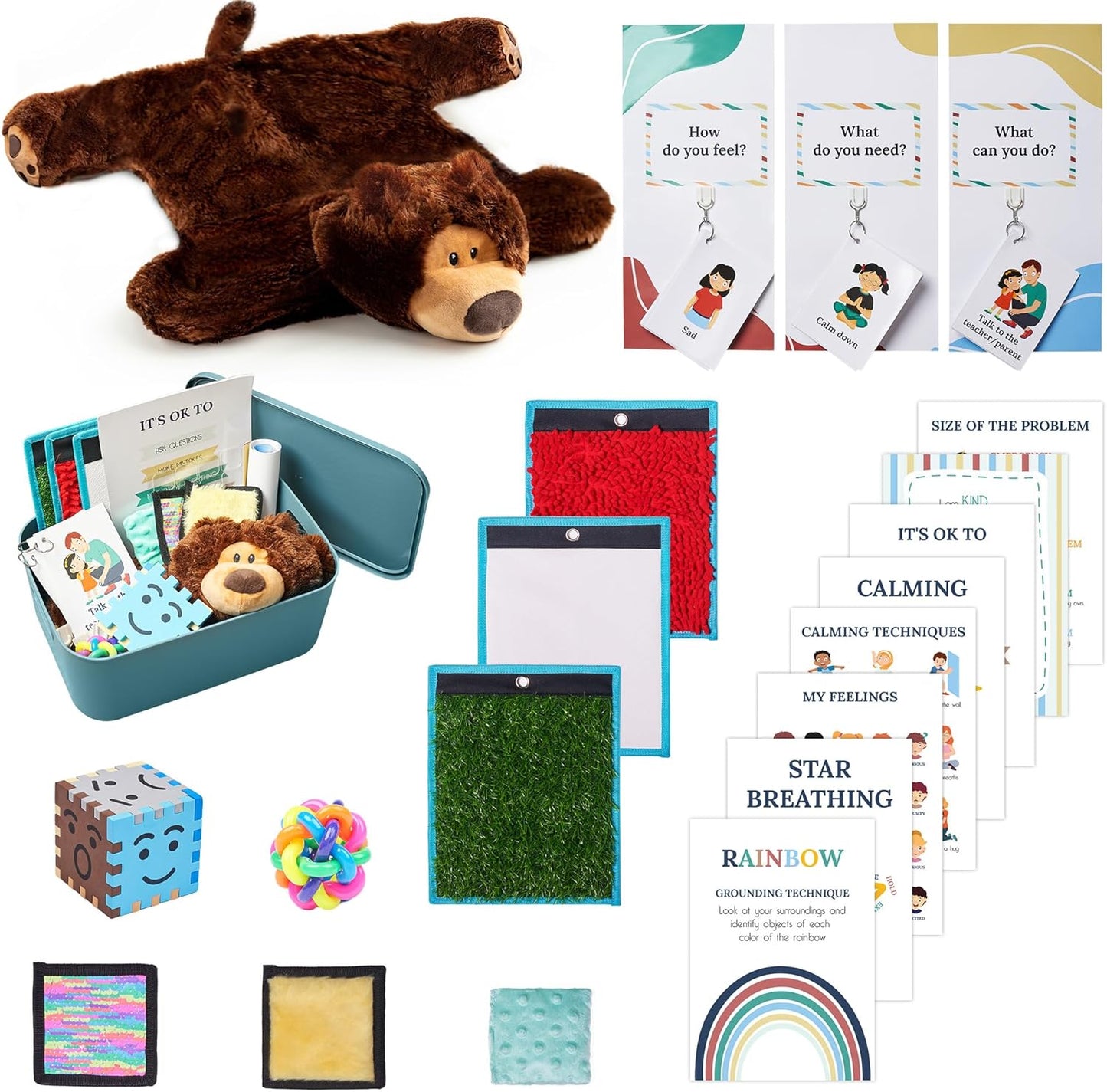 Calm Down Corner Boho Theme - Full Set, Including Weighted Lap Teddy