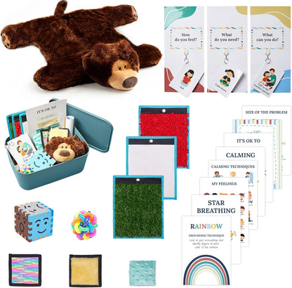 Calm Down Corner Boho Theme - Full Set, Including Weighted Lap Teddy
